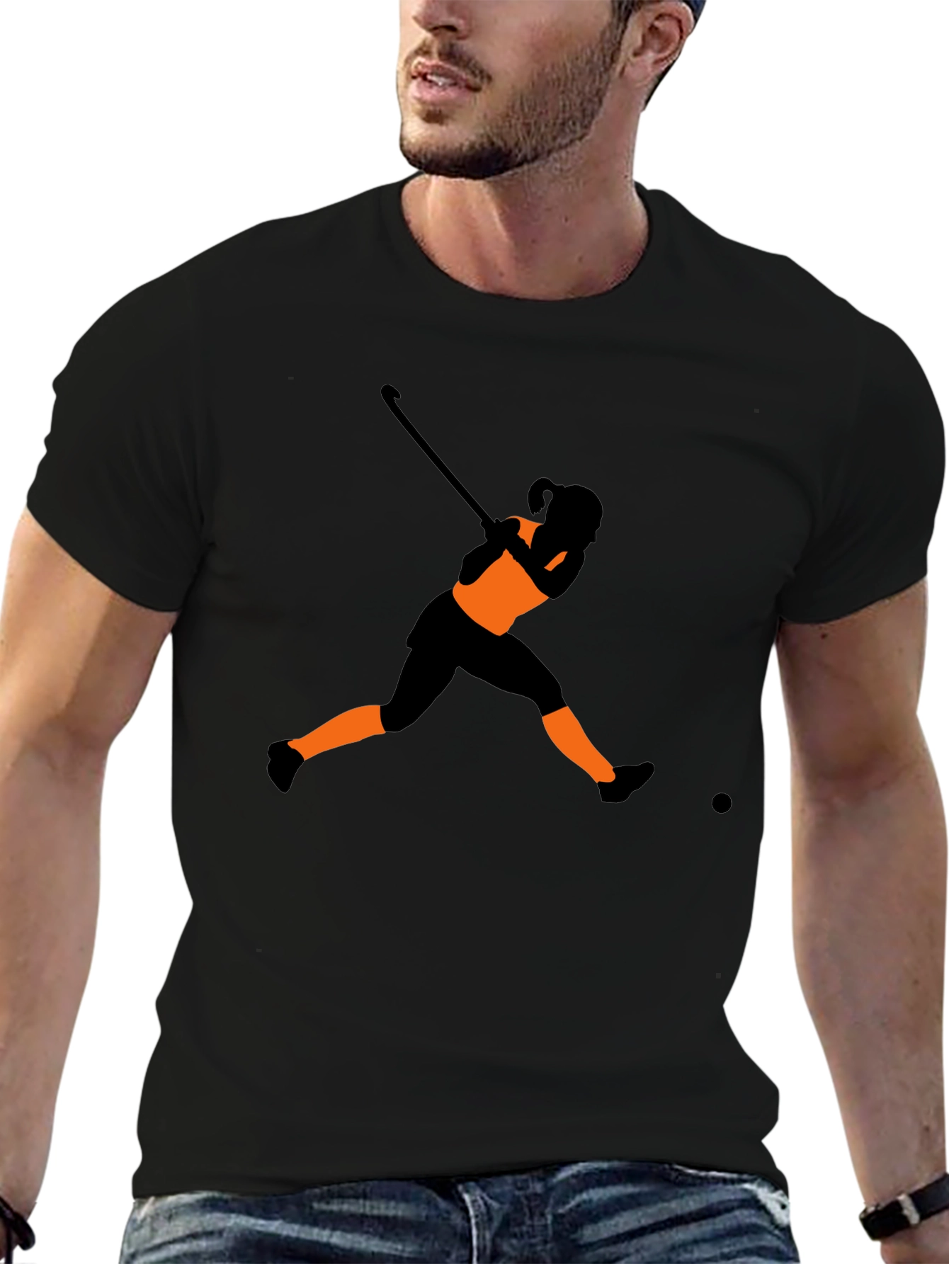 Hockey Player Silhouette Black T-Shirt