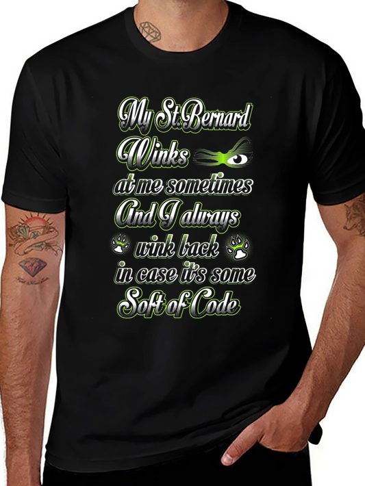 St. Bernard Dog Winks T-Shirt Soft of Code