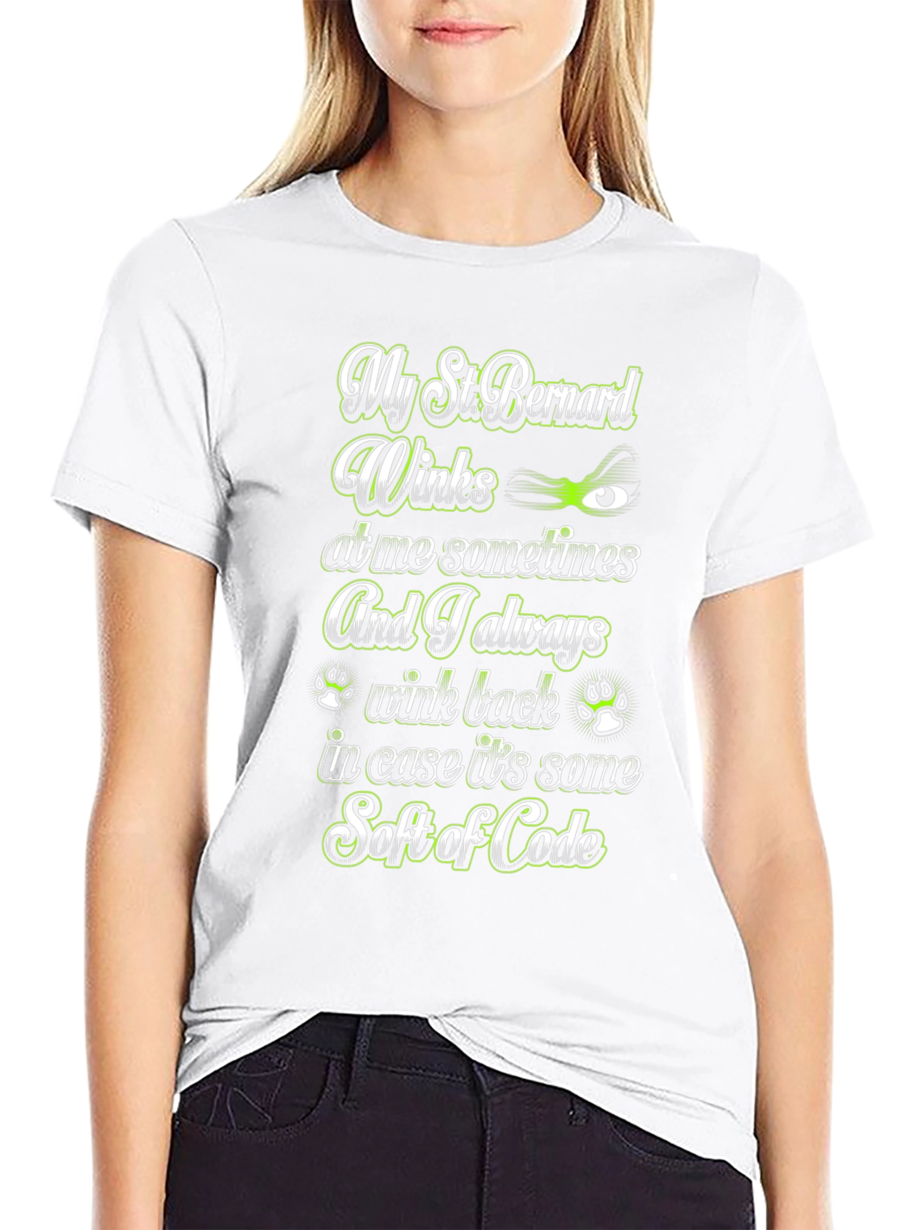 St. Bernard Dog Winks T-Shirt Soft of Code