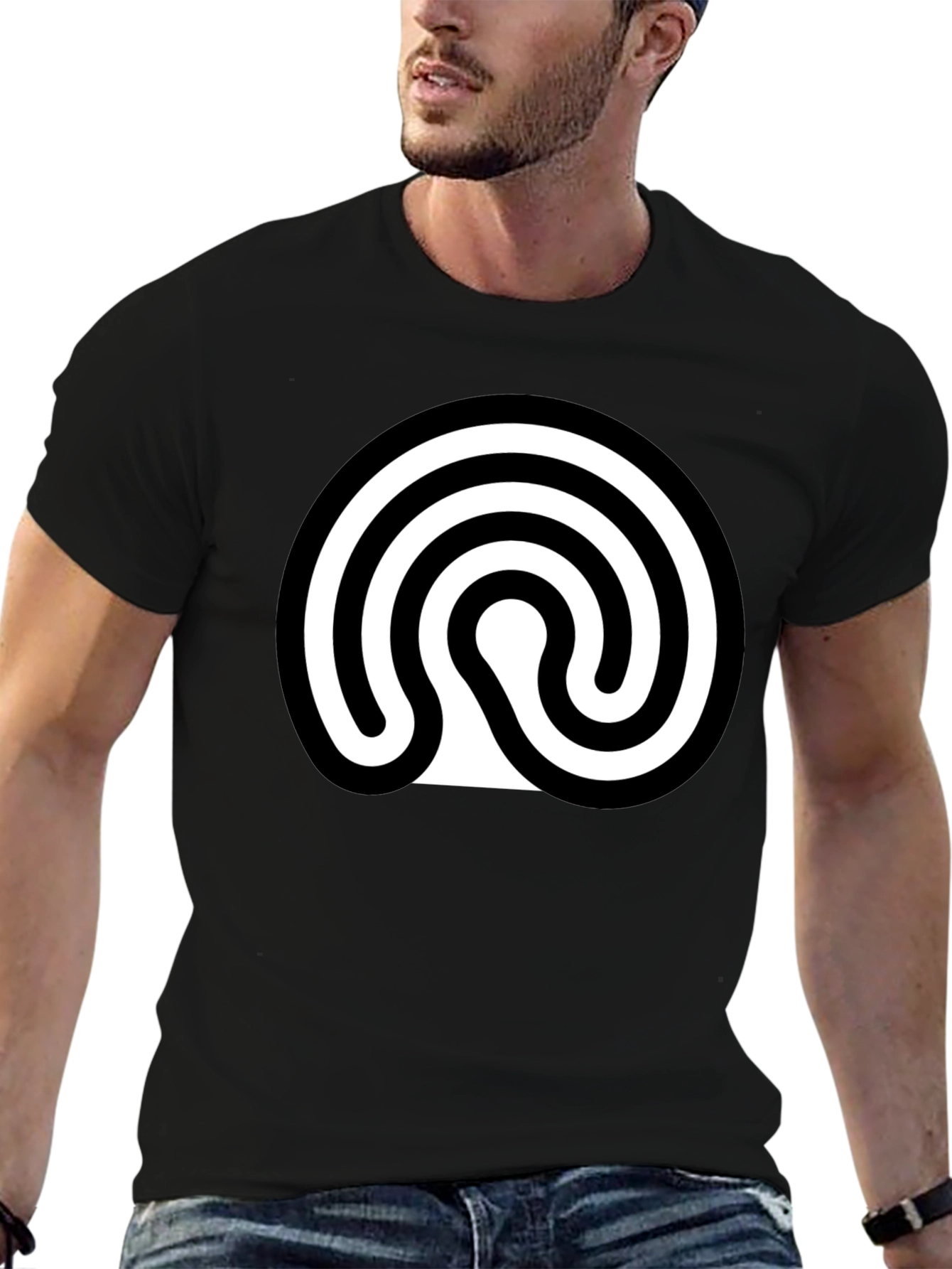 Black T-Shirt with Spiral Symbol