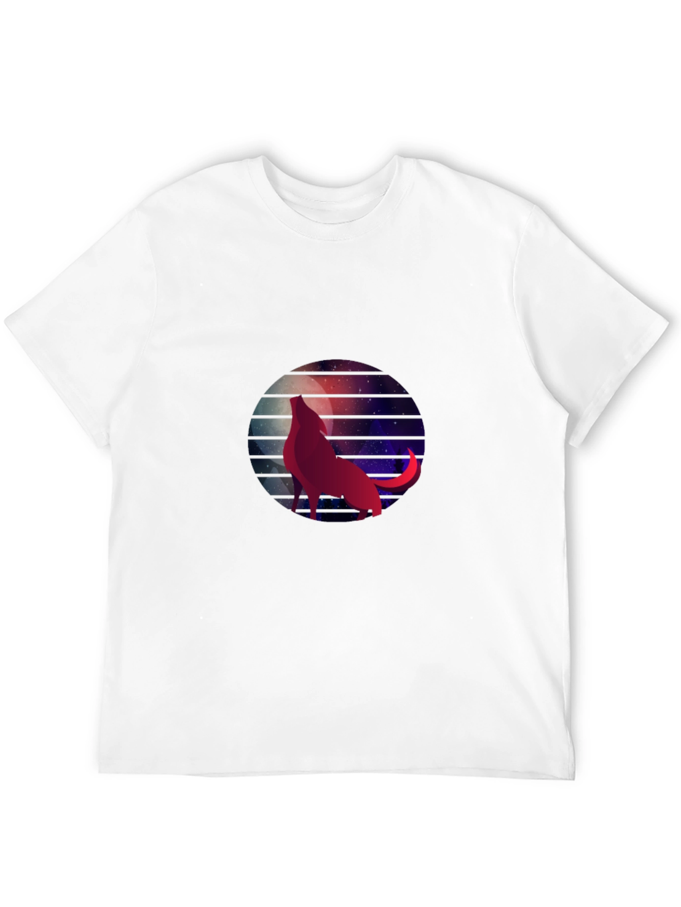 Wolf Moon Galaxy Graphic Tee - Black Cotton T-Shirt