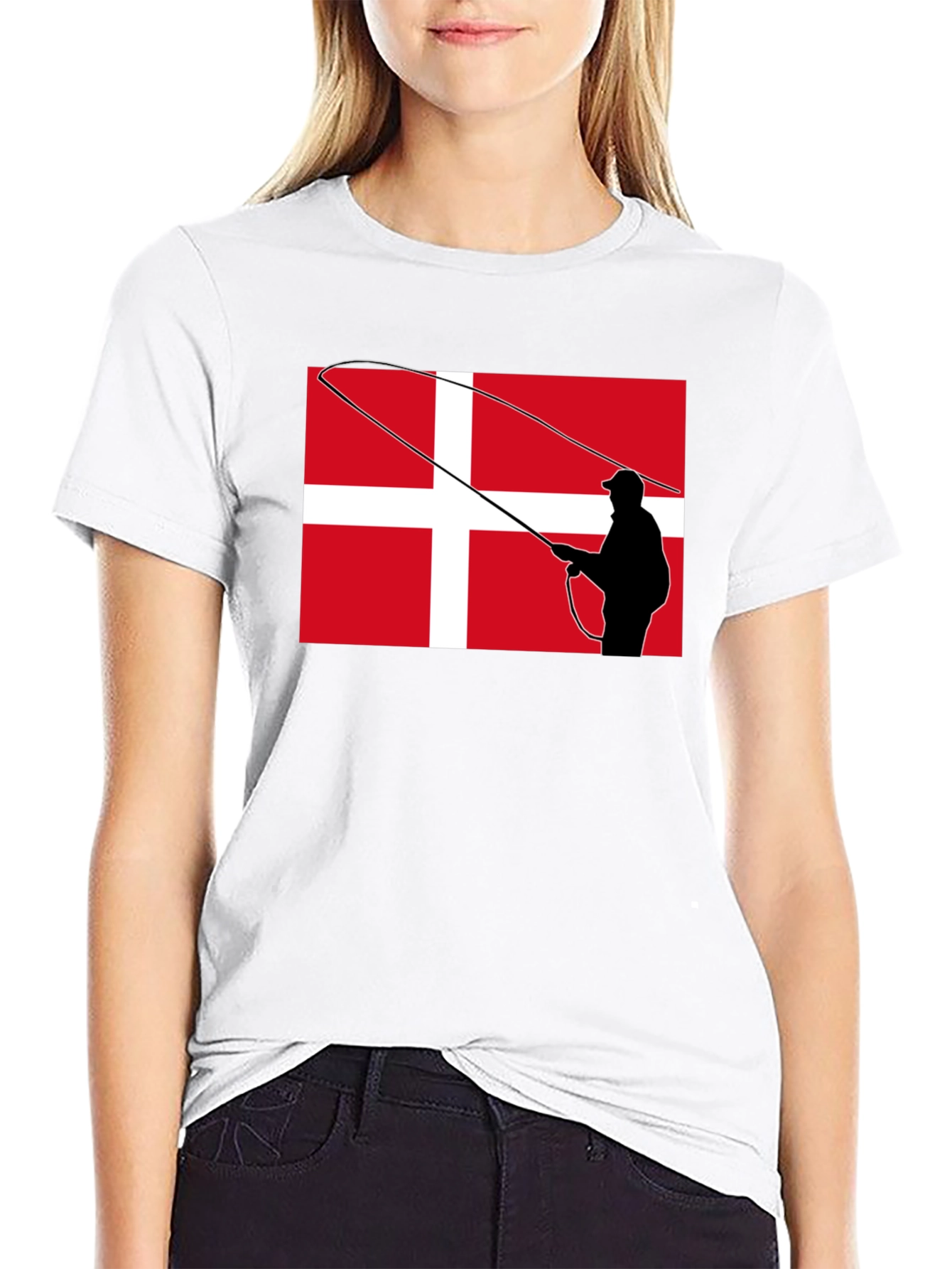 Danish Angler T-Shirt - Denmark Flag Fishing Tee