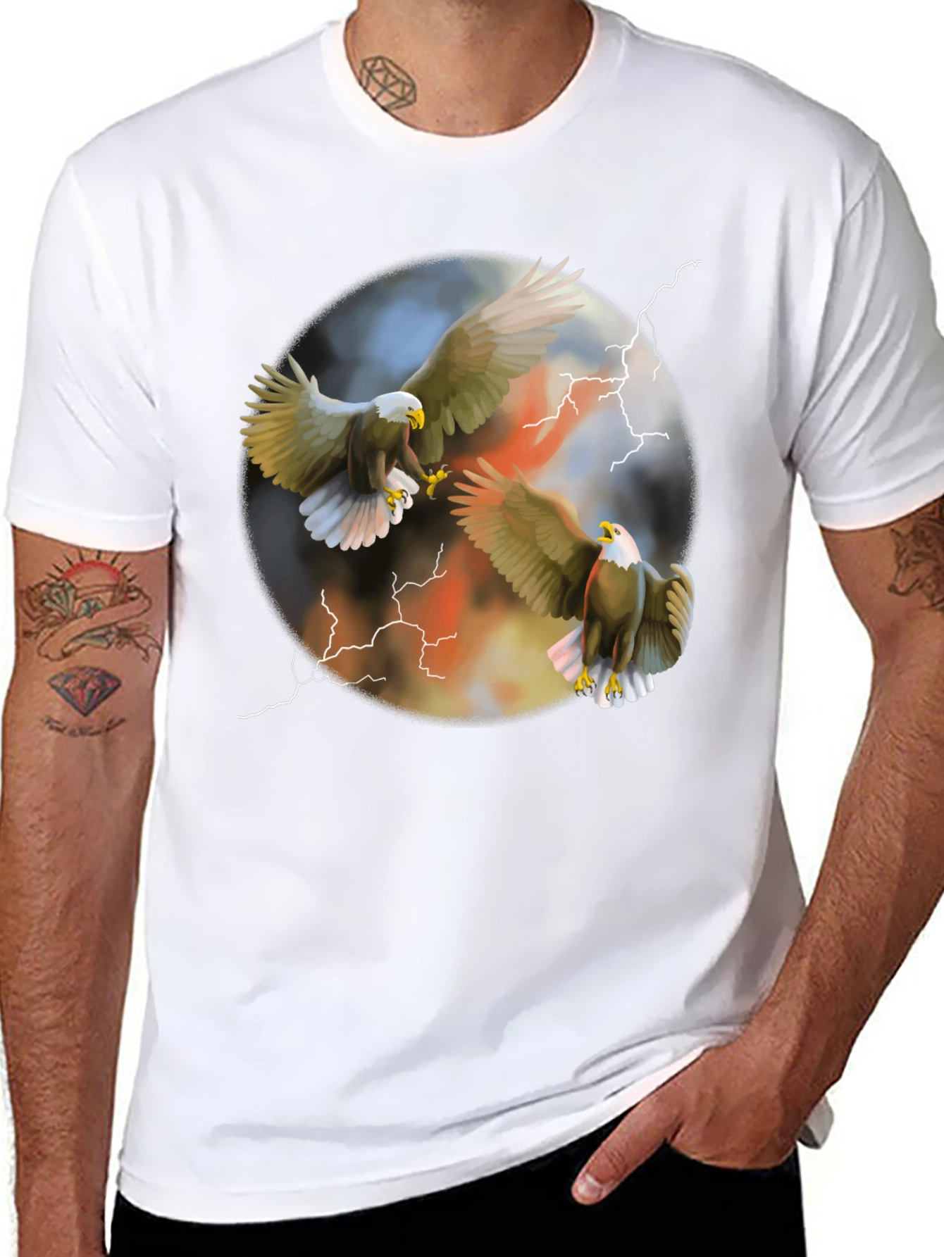 Eagle Lightning Graphic Tee - Mens Black T-Shirt