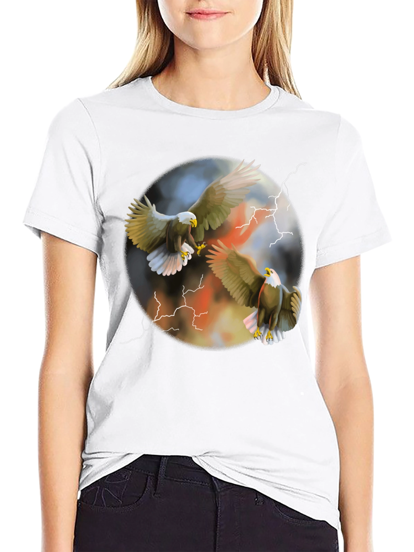 Eagle Lightning Graphic Tee - Mens Black T-Shirt