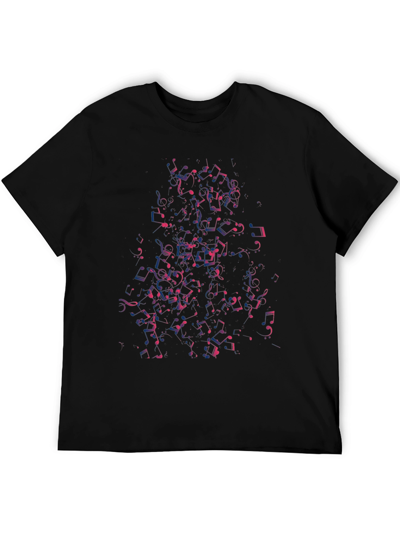 Musical Notes Graphic Tee - Cool Black T-Shirt