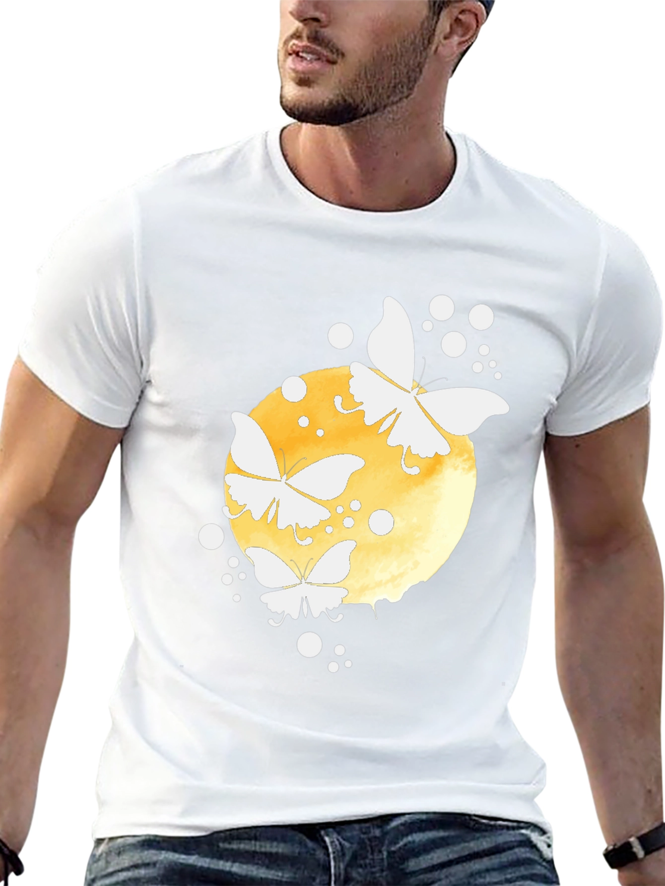 Butterfly Moon Graphic Tee - Black Cotton Blend