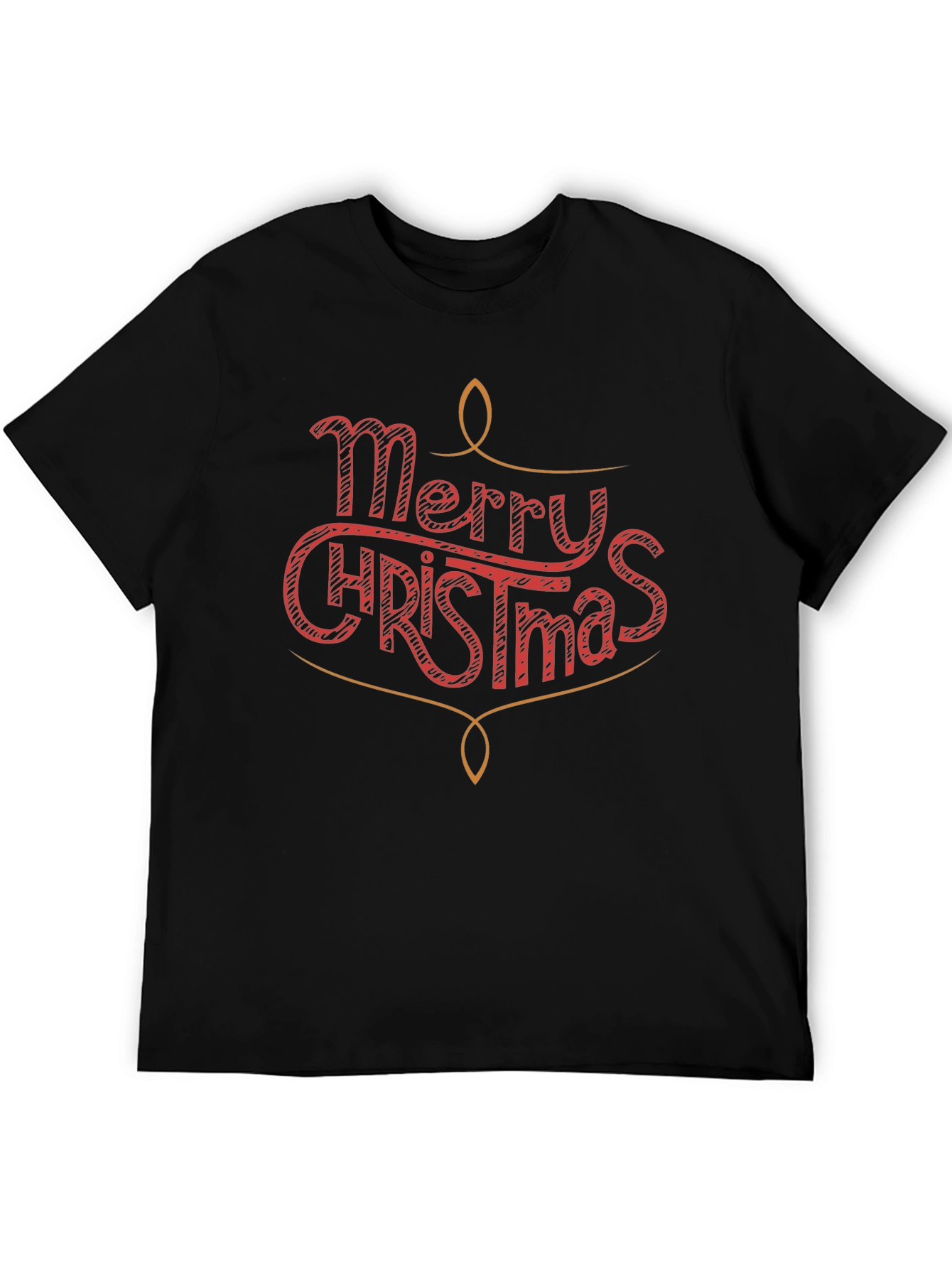 Merry Christmas Graphic Print Crew Neck T-Shirt
