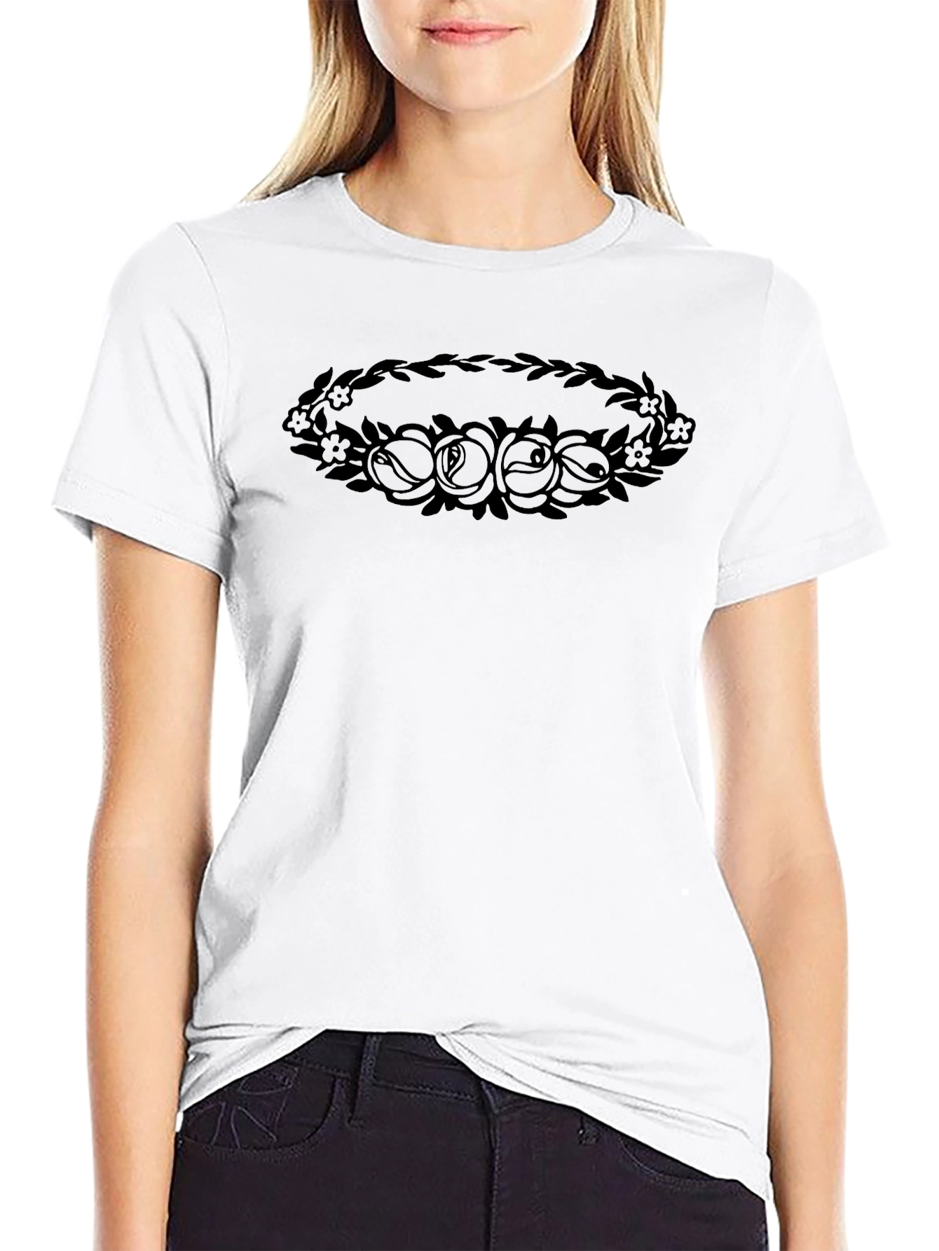 Floral Wreath Graphic T-Shirt - Mens Black Tee