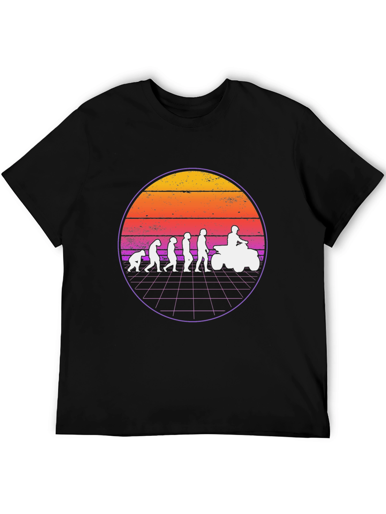 Evolution ATV Rider T-Shirt - Retro Sunset Design