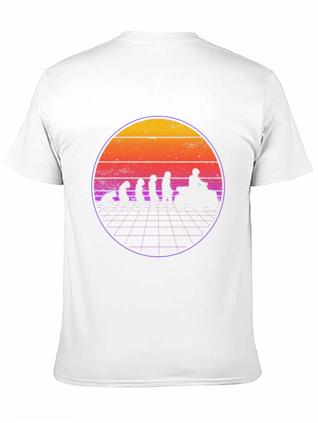 Evolution ATV Rider T-Shirt - Retro Sunset Design