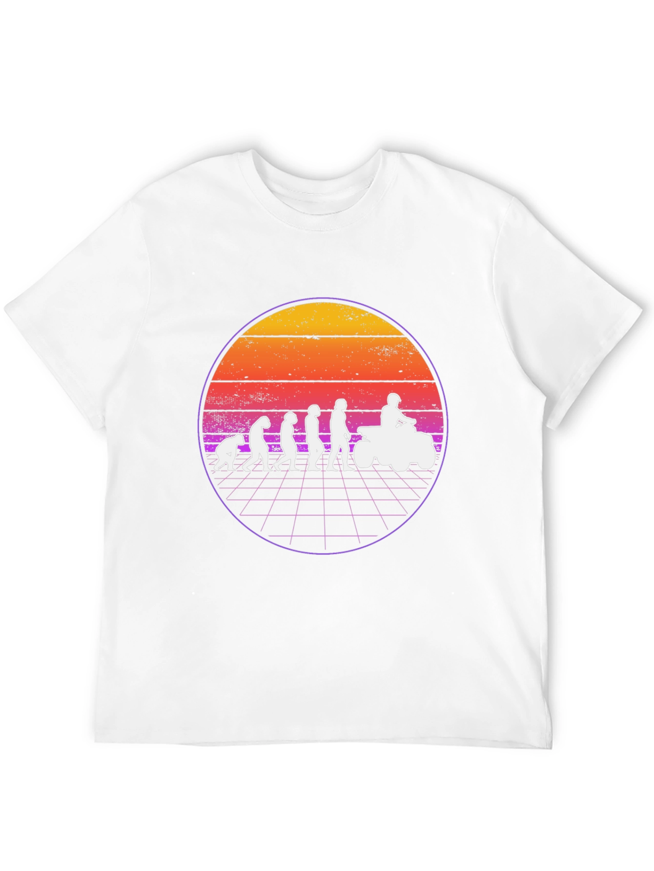 Evolution ATV Rider T-Shirt - Retro Sunset Design