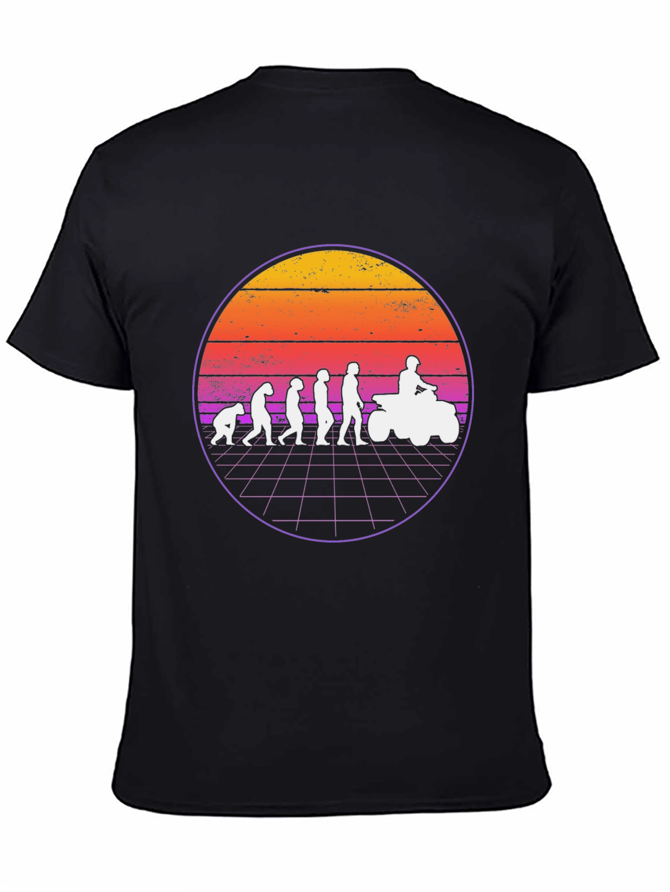 Evolution ATV Rider T-Shirt - Retro Sunset Design