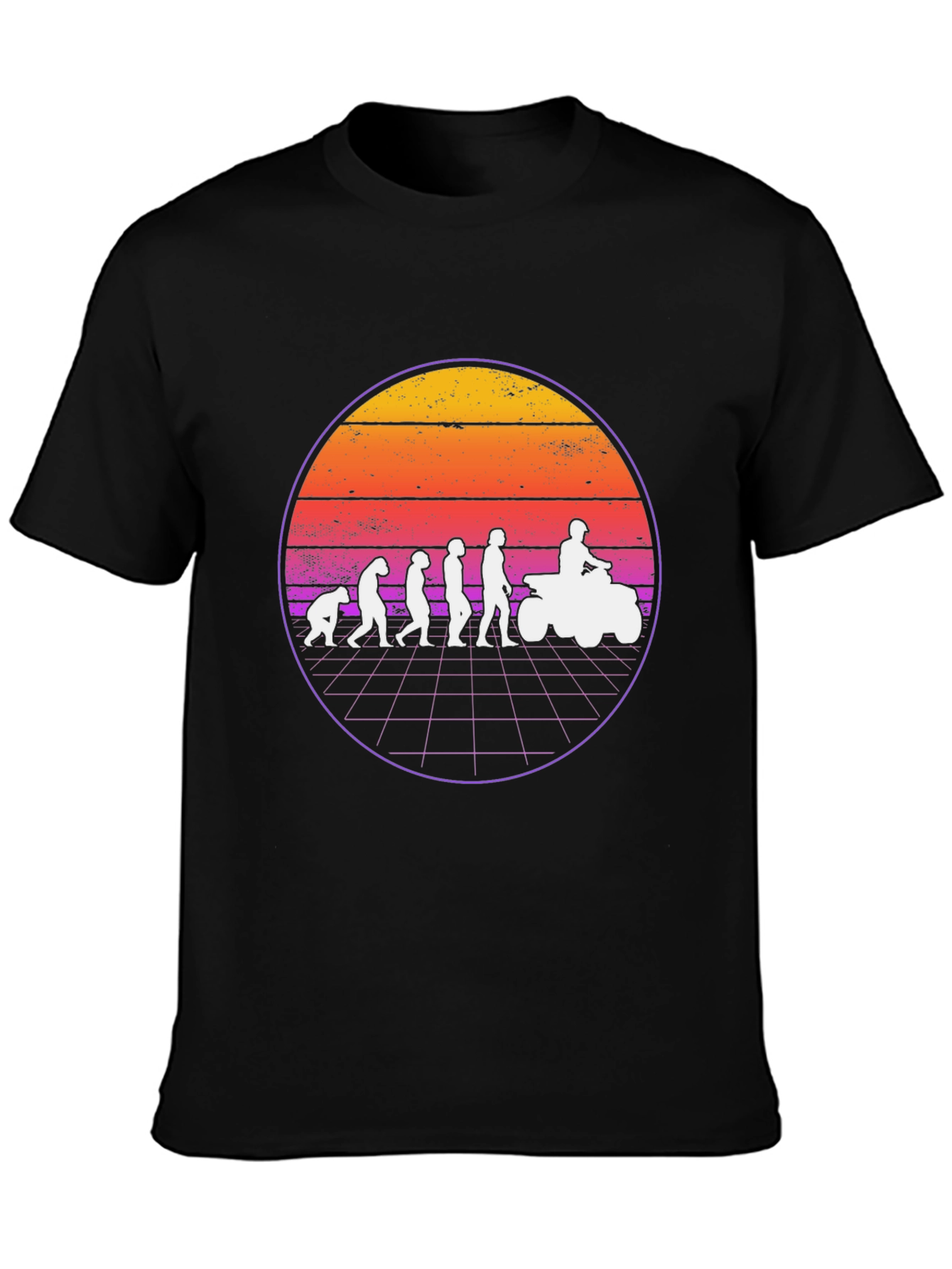 Evolution ATV Rider T-Shirt - Retro Sunset Design