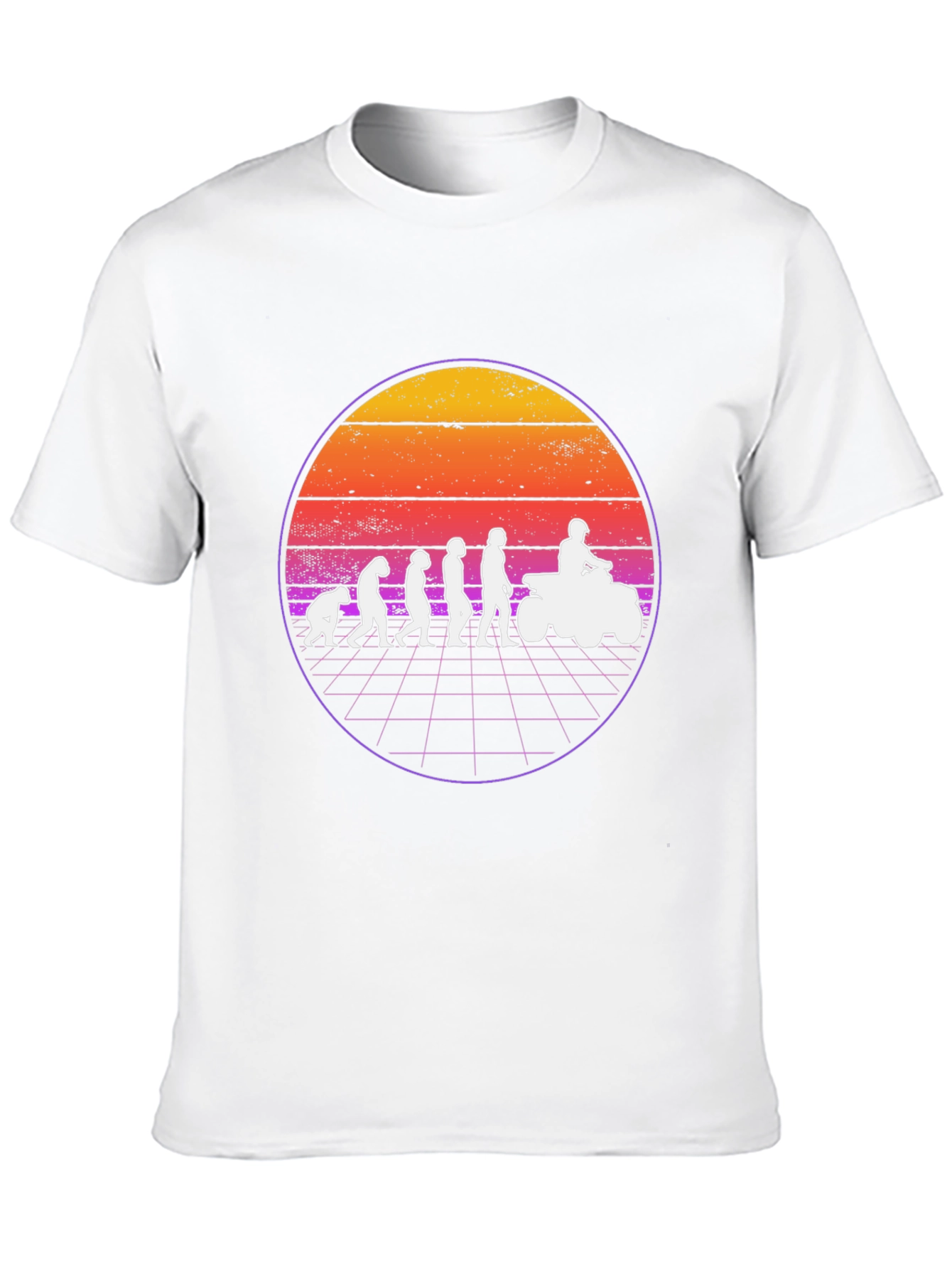 Evolution ATV Rider T-Shirt - Retro Sunset Design