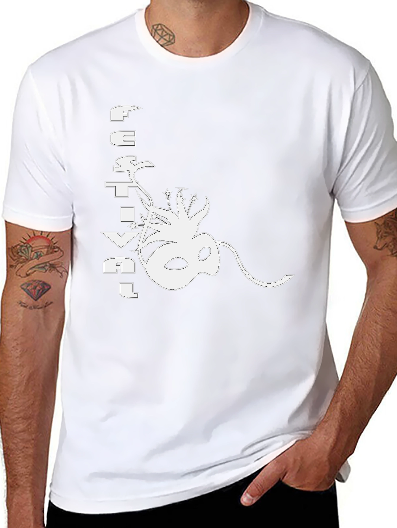 Festival Mask Graphic Black T-Shirt