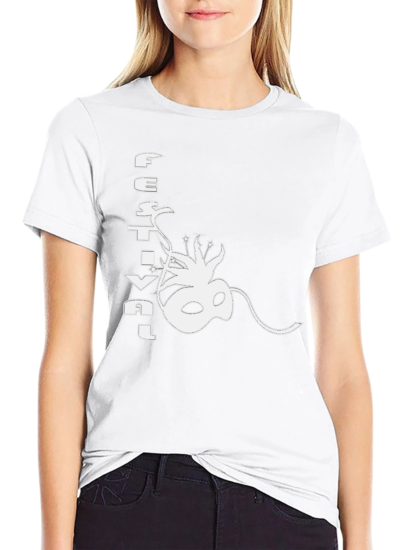 Festival Mask Graphic Black T-Shirt