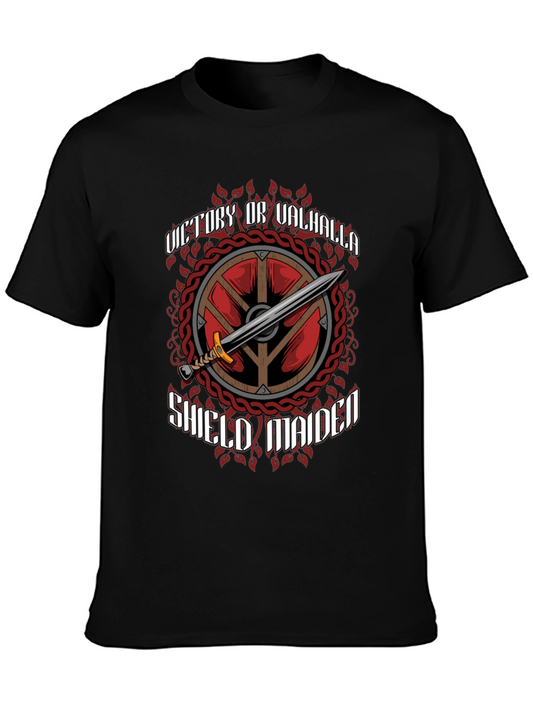 Victory or Valhalla Shield Maiden Viking T-Shirt