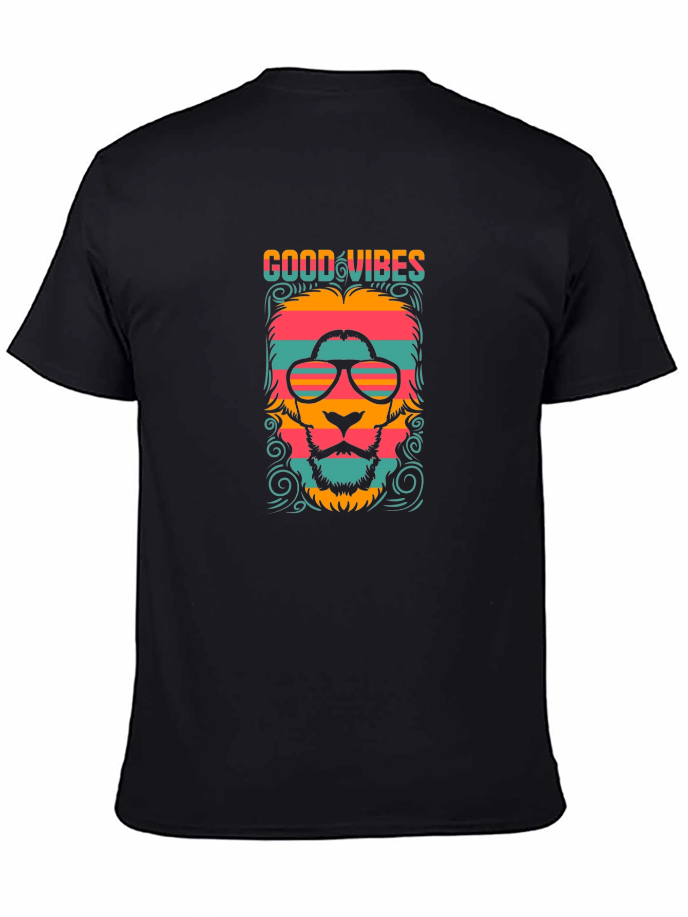 Good Vibes Retro Lion Graphic Tee - Black