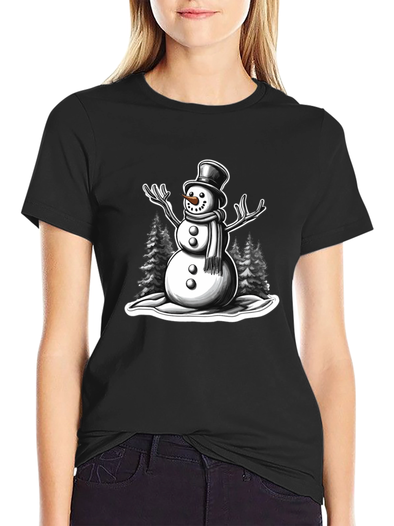 Snowman Graphic Tee - Holiday Winter Shirt