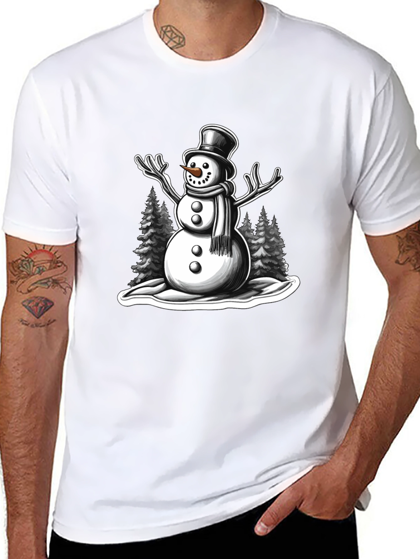 Snowman Graphic Tee - Holiday Winter Shirt