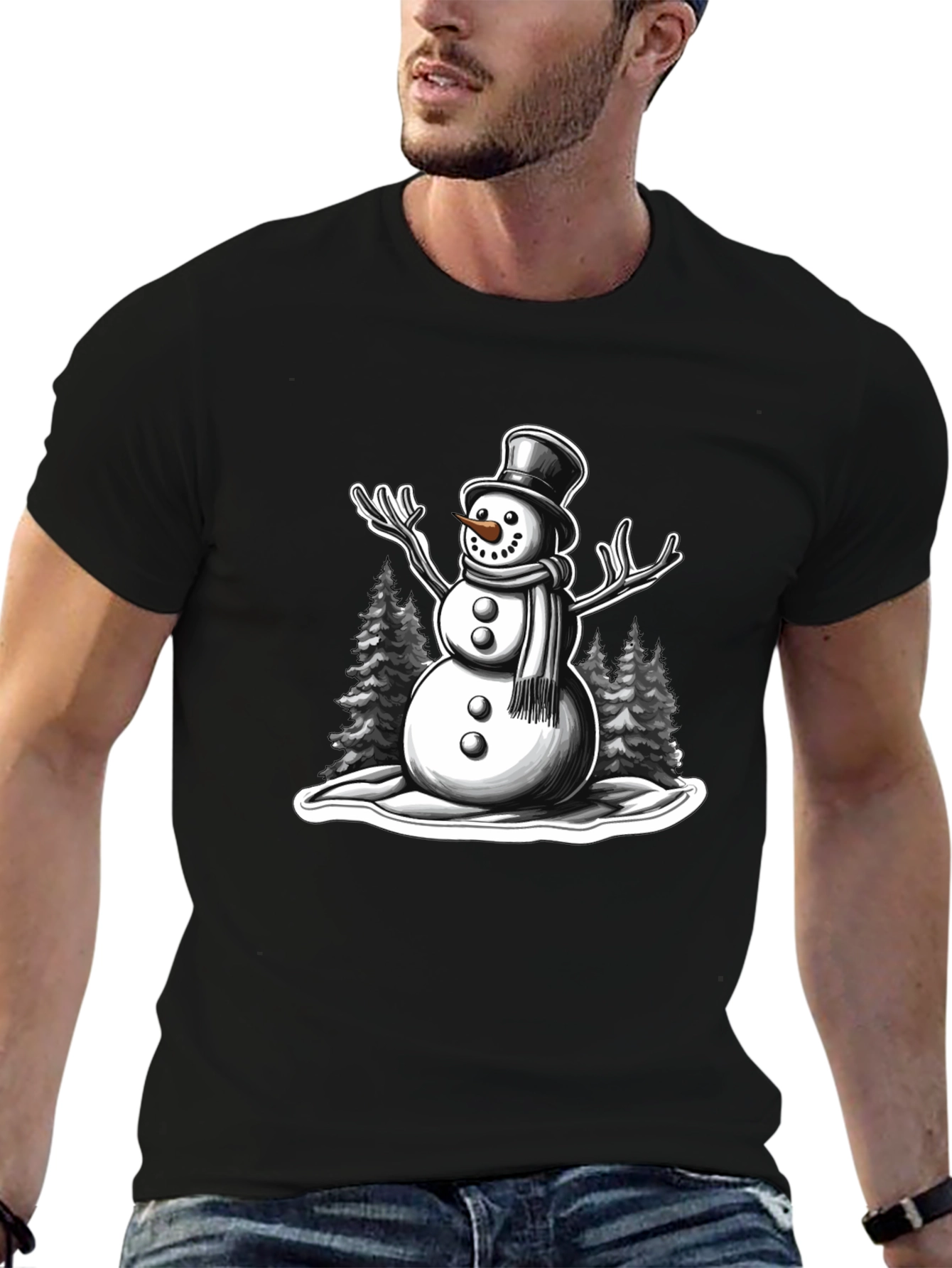 Snowman Graphic Tee - Holiday Winter Shirt