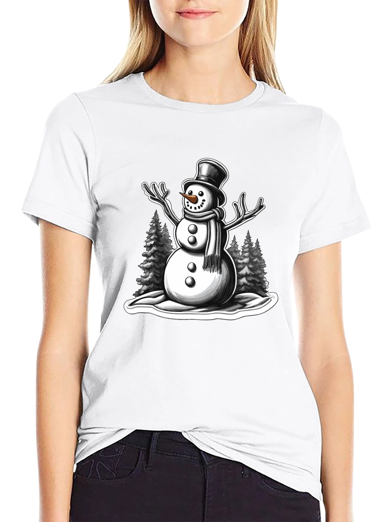 Snowman Graphic Tee - Holiday Winter Shirt