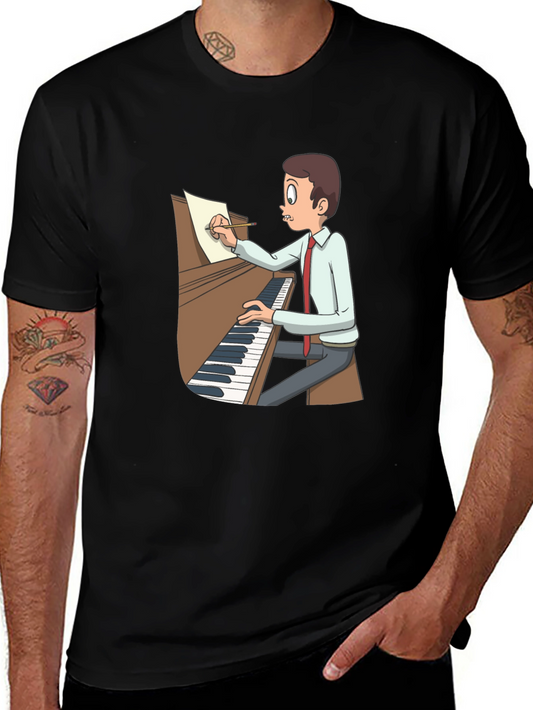 Cartoon Pianist T-Shirt - Music Lover Tee