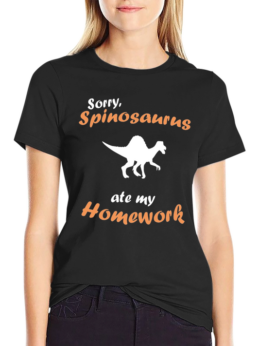 Funny Spinosaurus Ate My Homework Black T-Shirt