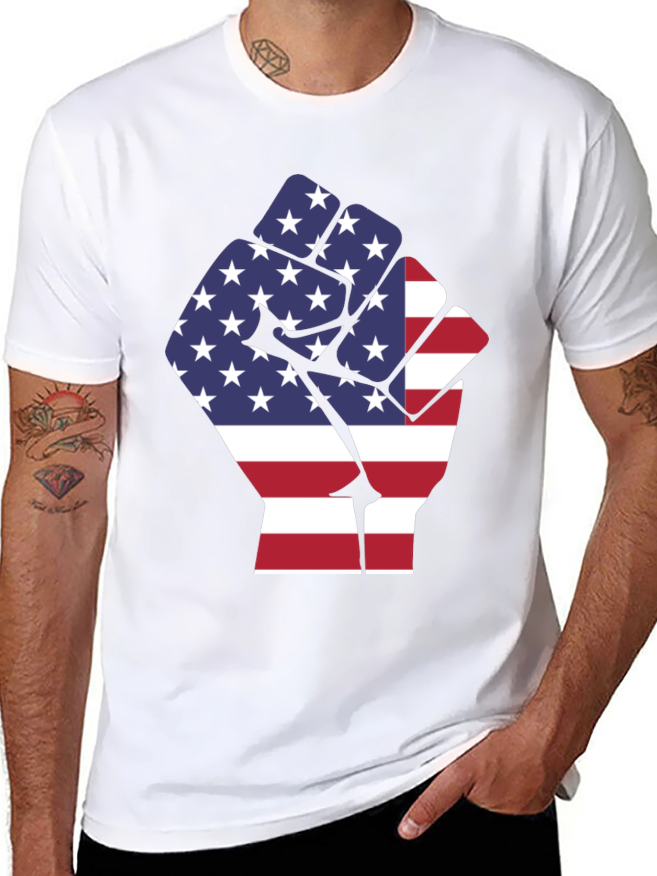 American Flag Fist Graphic T-Shirt
