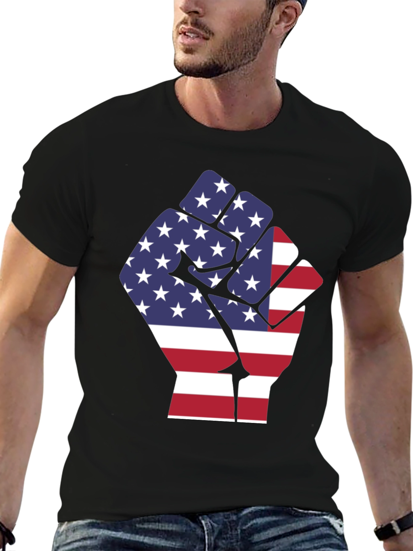 American Flag Fist Graphic T-Shirt