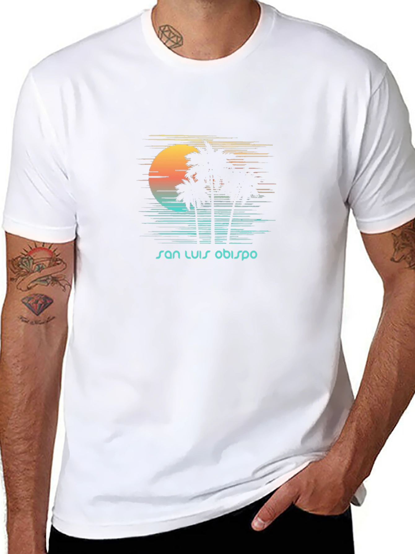 San Luis Obispo Palm Tree Sunset Graphic Tee
