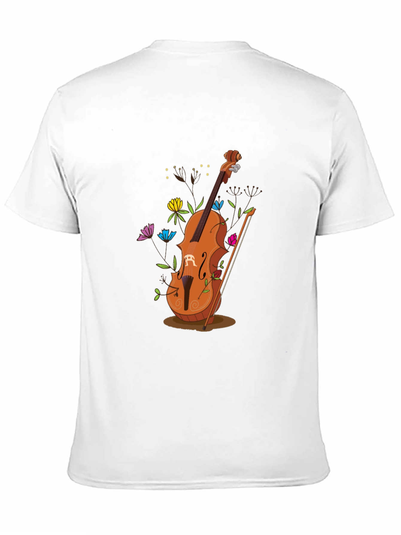 Artistic Cello Graphic Tee - Black Cotton Casual Shirt