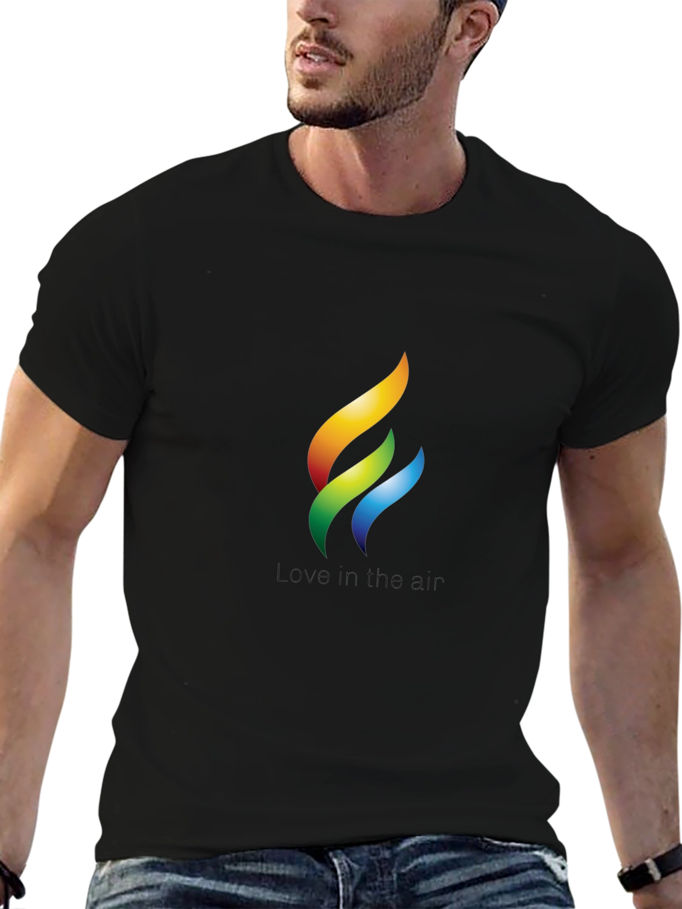 Rainbow Flame Graphic Black T-Shirt