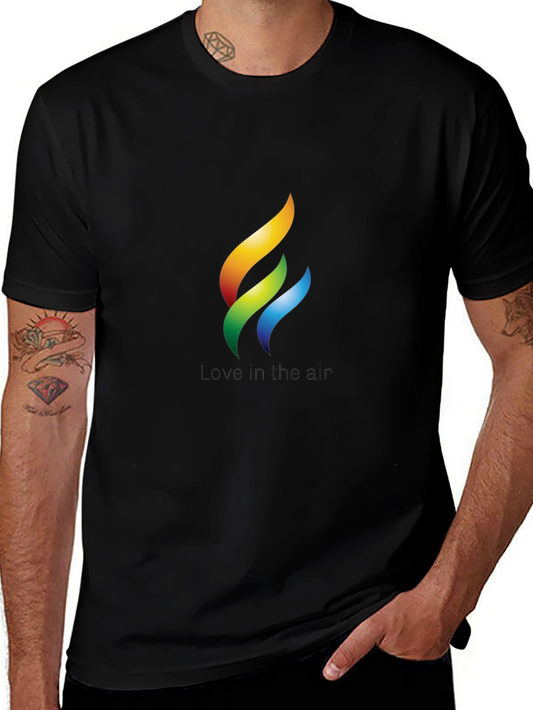 Rainbow Flame Graphic Black T-Shirt
