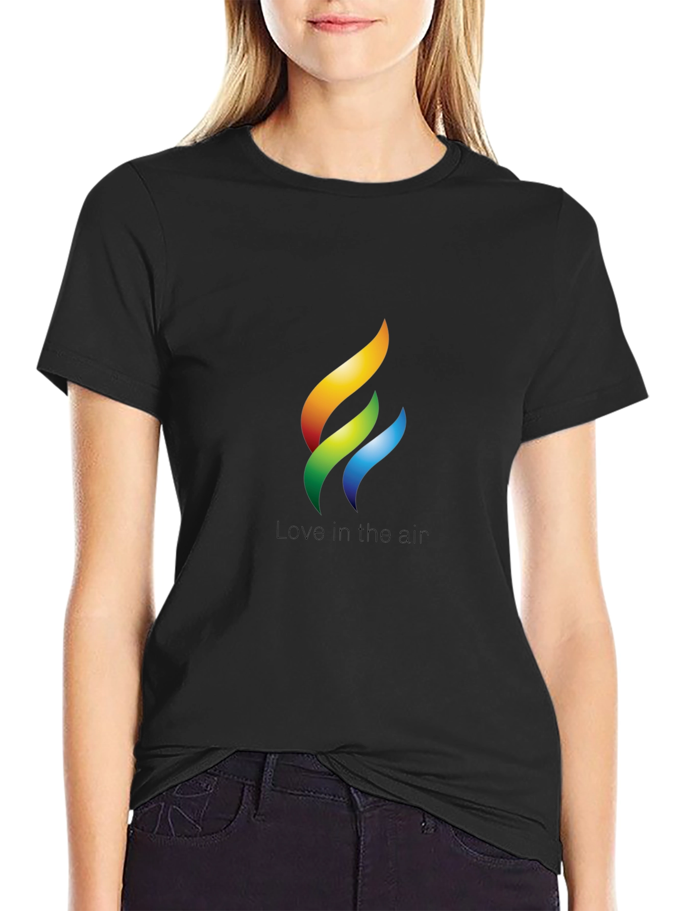 Rainbow Flame Graphic Black T-Shirt