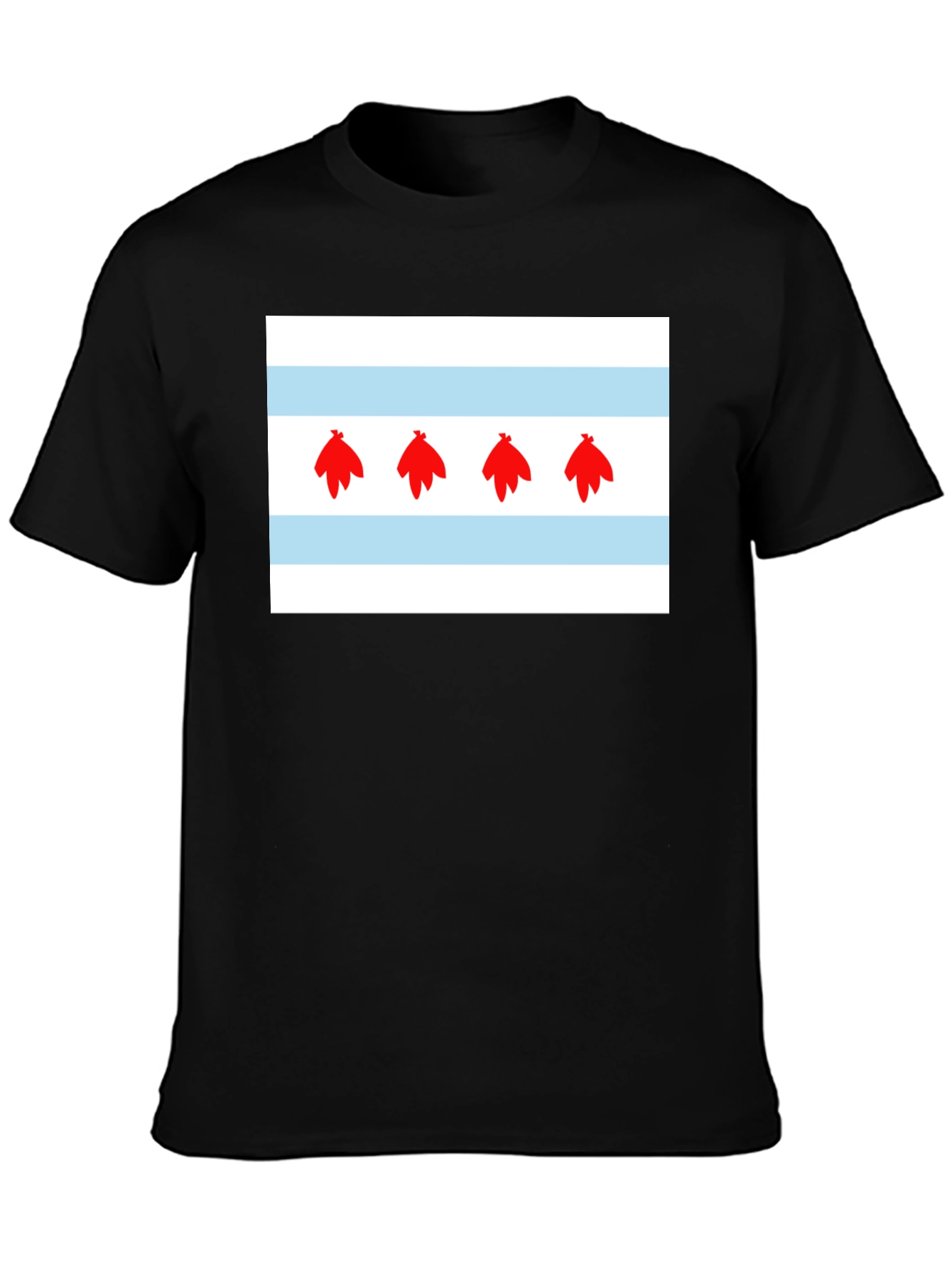 Chicago Flag Graphic Tee - Black Cotton Blend Shirt
