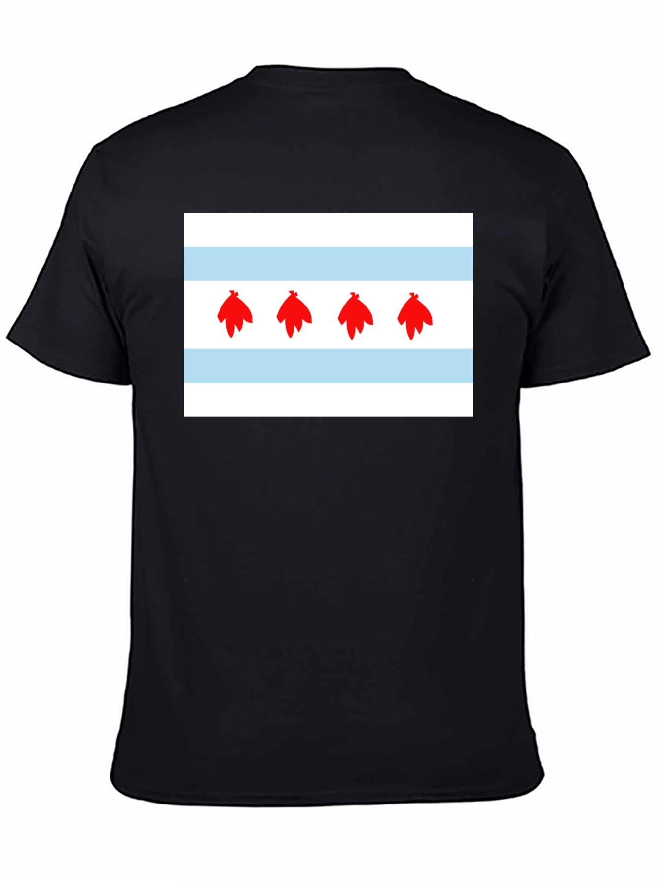 Chicago Flag Graphic Tee - Black Cotton Blend Shirt