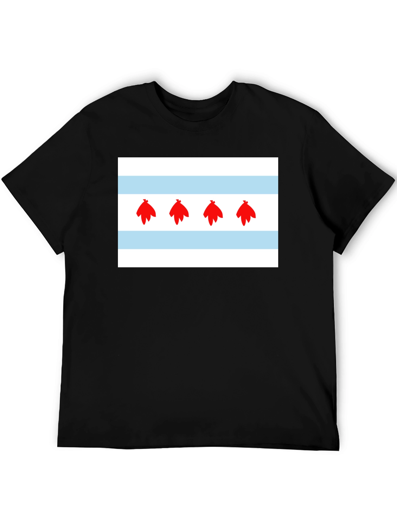 Chicago Flag Graphic Tee - Black Cotton Blend Shirt