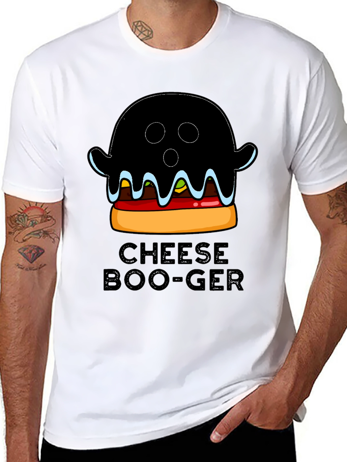 Cheese Boo-Ger Funny Halloween Ghost Burger T-Shirt