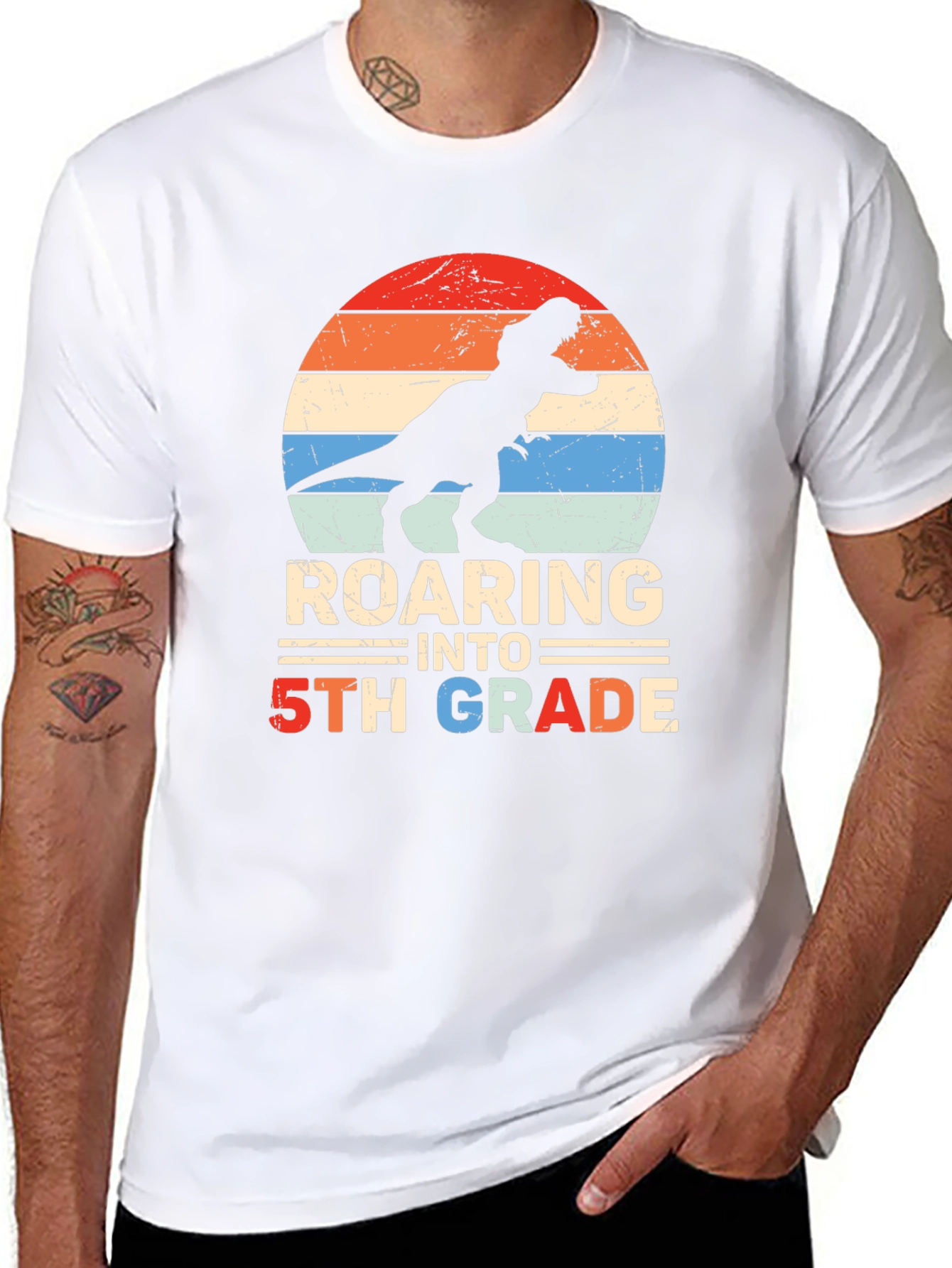Roaring into 5th Grade Dinosaur T-Shirt