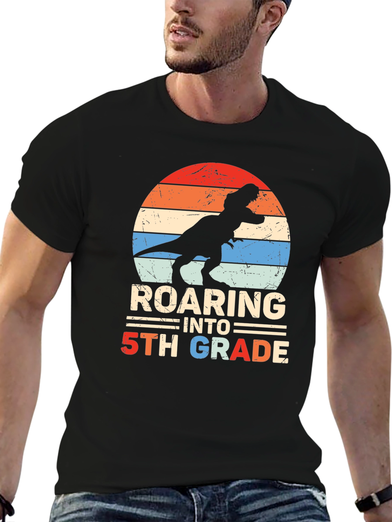 Roaring into 5th Grade Dinosaur T-Shirt