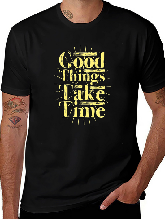 Good Things Take Time Black Graphic Tee