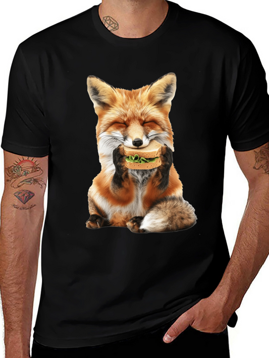 Fox Eating Sandwich Graphic T-Shirt