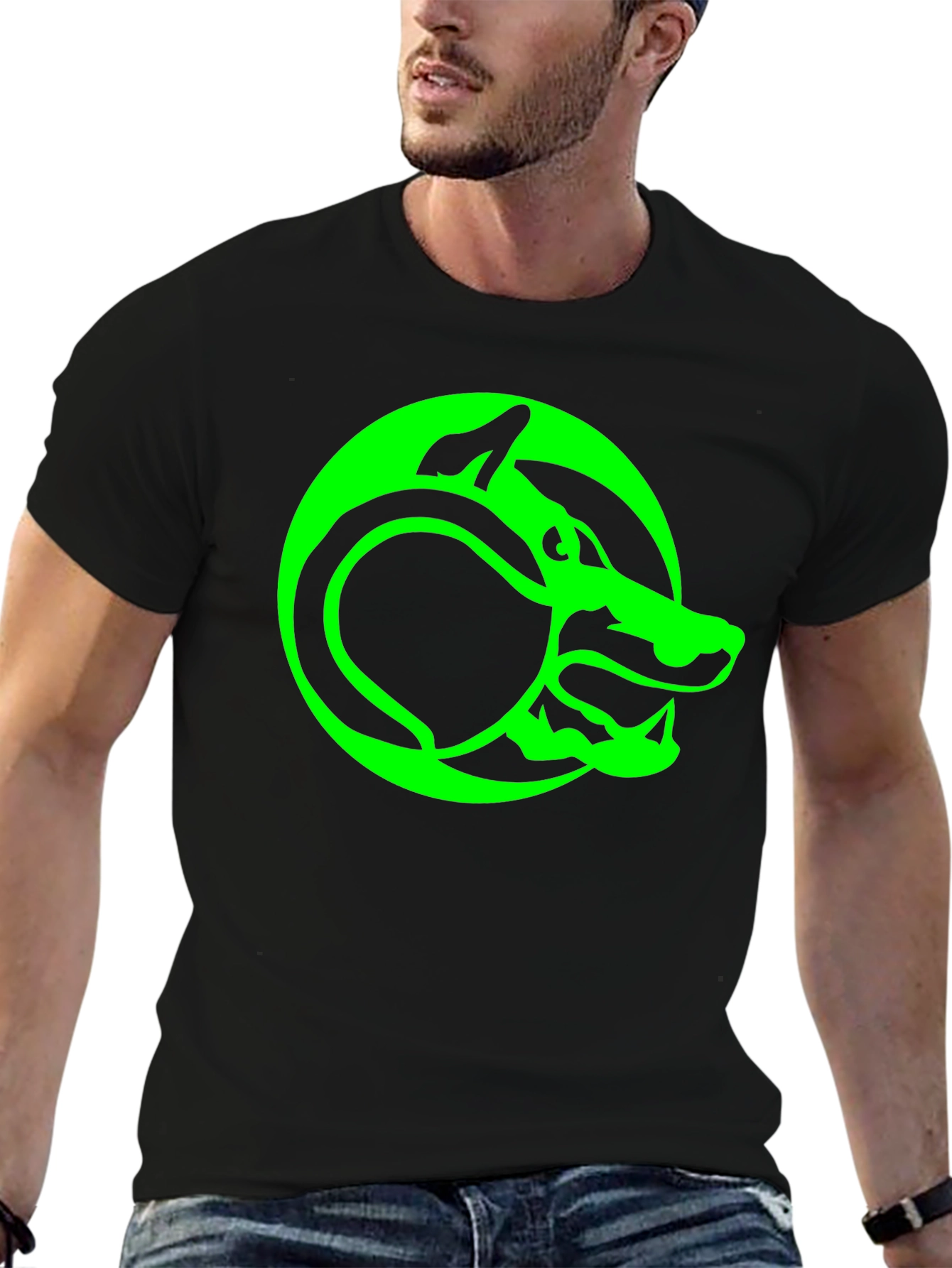 Green Serpent T-Shirt - Black Graphic Tee