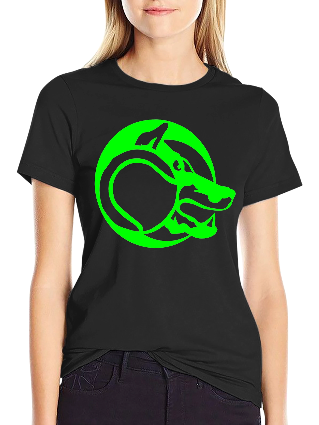 Green Serpent T-Shirt - Black Graphic Tee