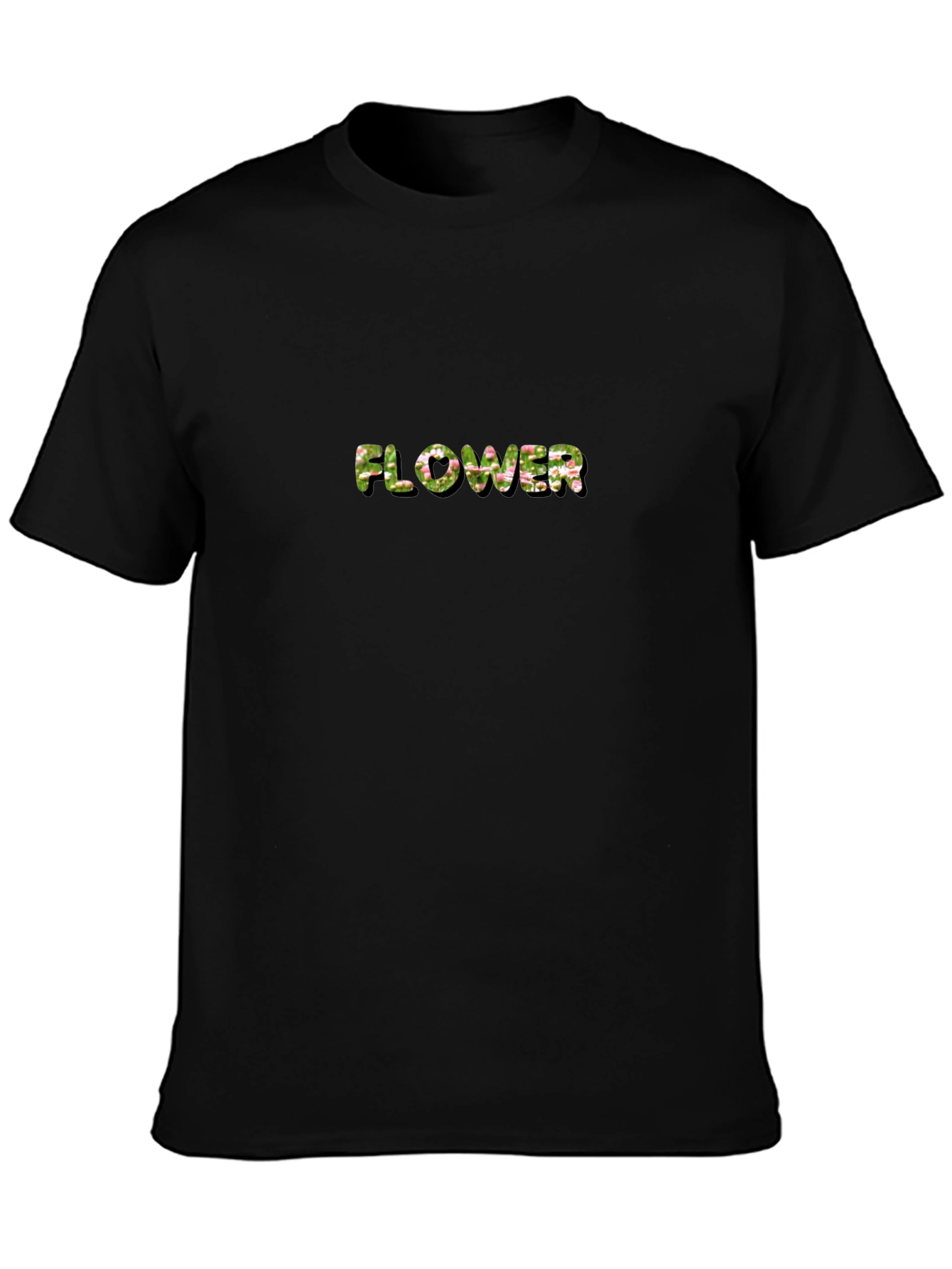 Floral Lettered Black T-Shirt