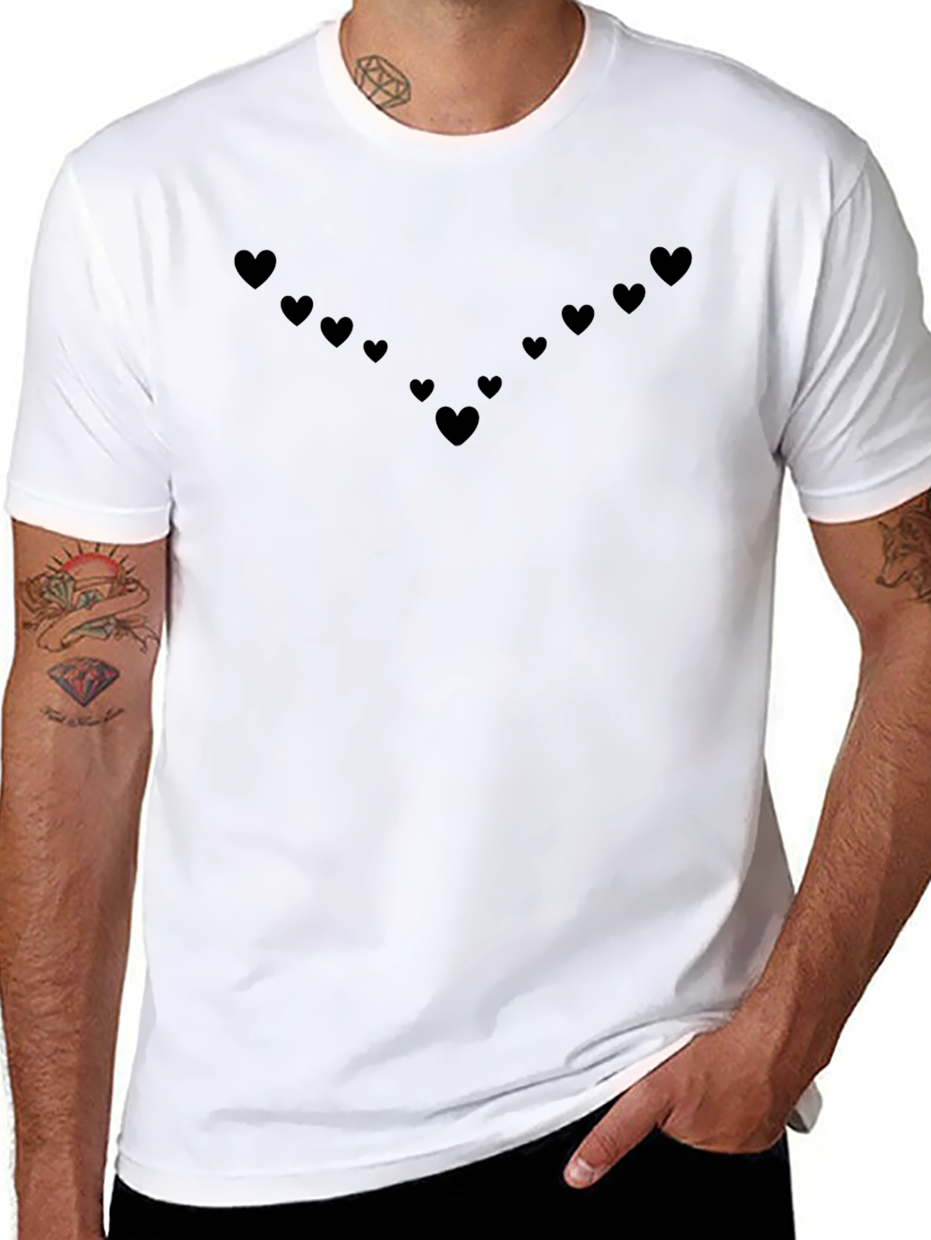 Heart Pattern V-Neck Tee