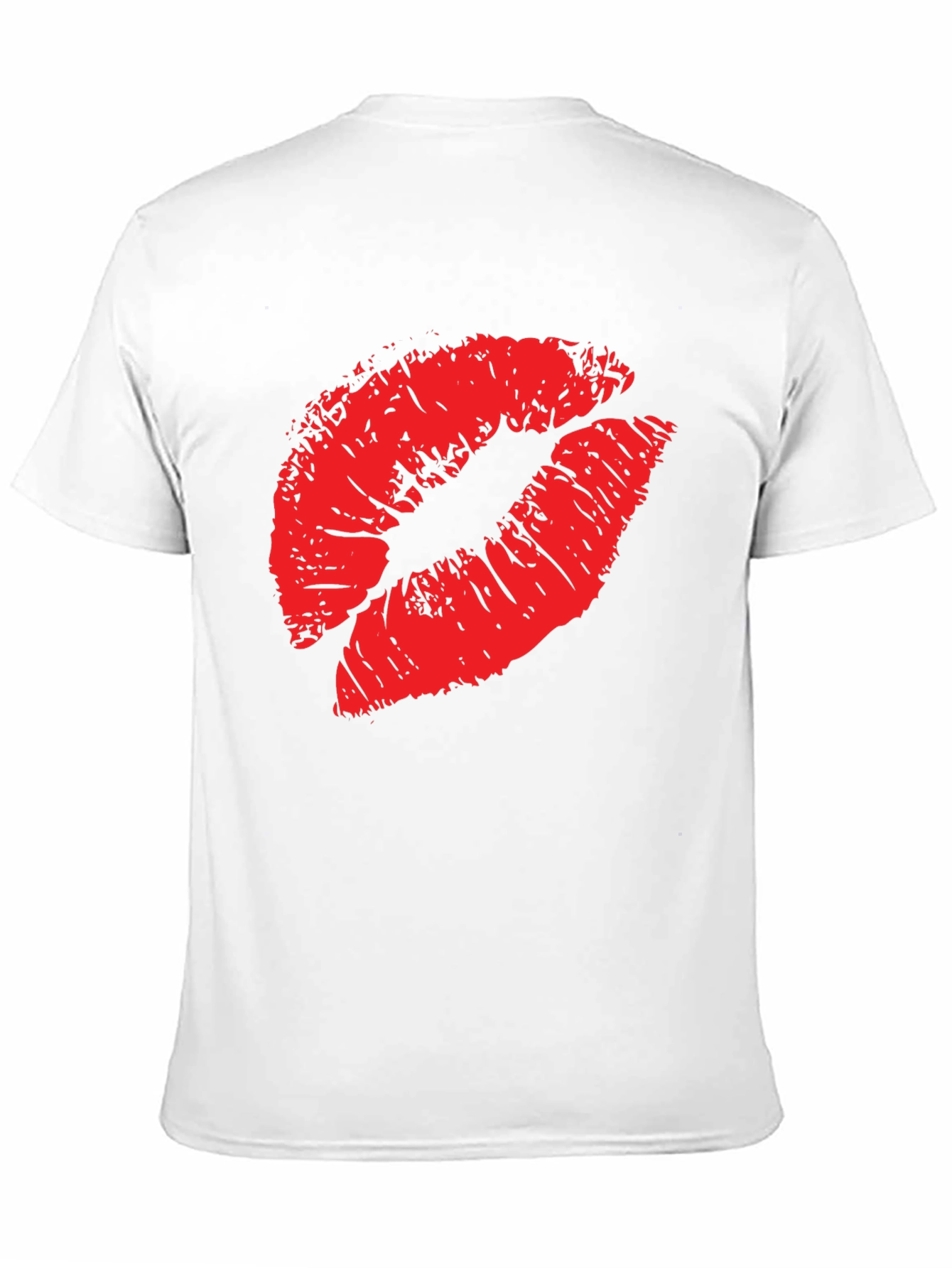 Red Lips Print Black T-Shirt