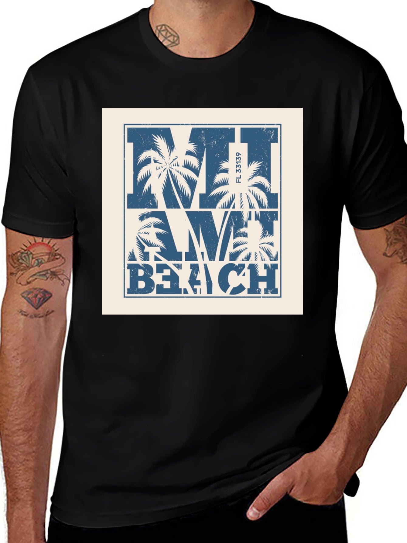 Miami Beach Palm Tree Graphic T-Shirt