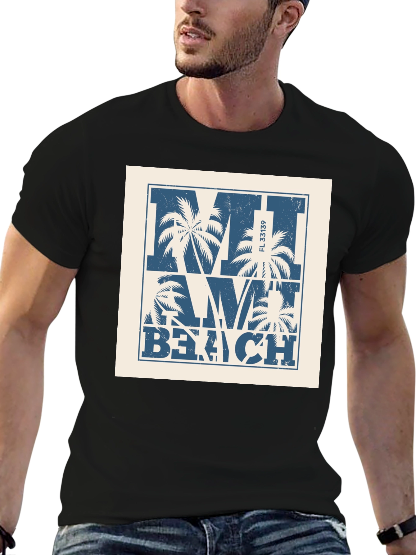 Miami Beach Palm Tree Graphic T-Shirt